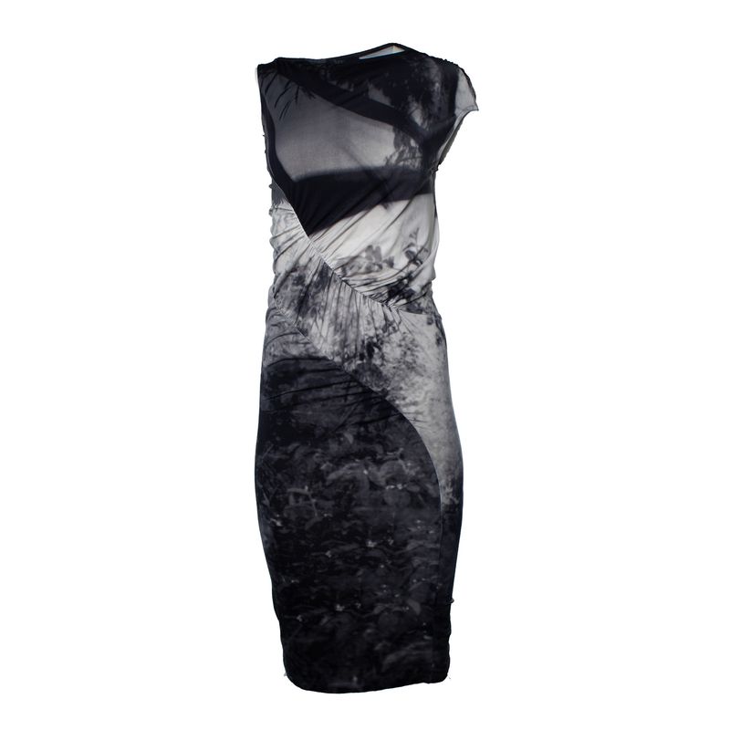 Mcq Digital Printed Dress In Grey